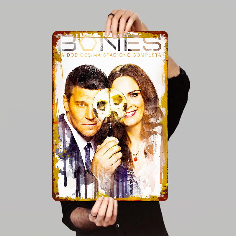 Vintage Collectible Posters - Poster Bones Musim 12, Papan Logam